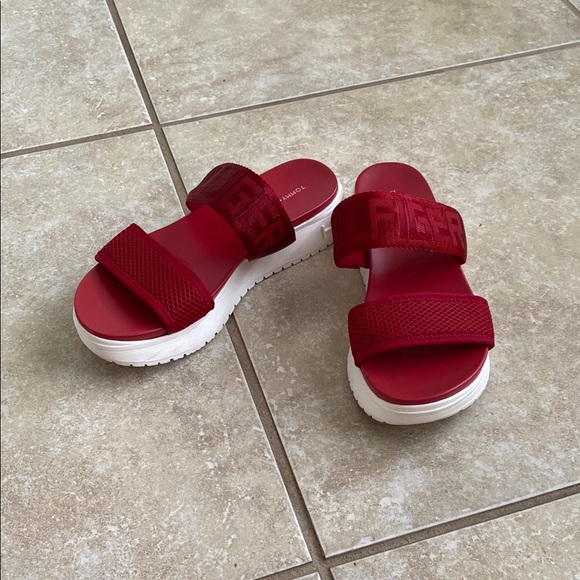 Tommy Hilfiger Red Slide Sandals - Picture 2 of 4